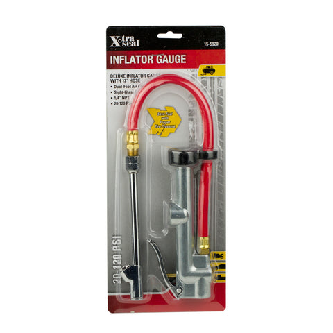 Dual Foot Inflator Gauge with 12" Hose