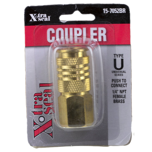 Universal Push-On Coupler, Brass - 1/4" NPT F