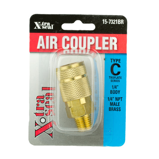 Auto. Type C Coupler - 1/4" Body, 1/4" NPT M, Brass
