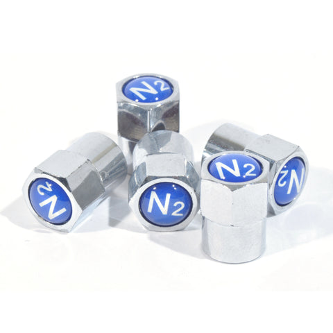 Blue N2 Top Chromed Plastic Hex Valve Cap with Seal