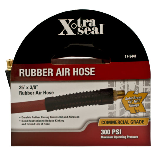 25' x 3/8" Rubber Air Hose, 1/4" NPT