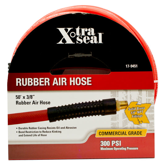 50' x 3/8" Rubber Air Hose, 1/4" NPT