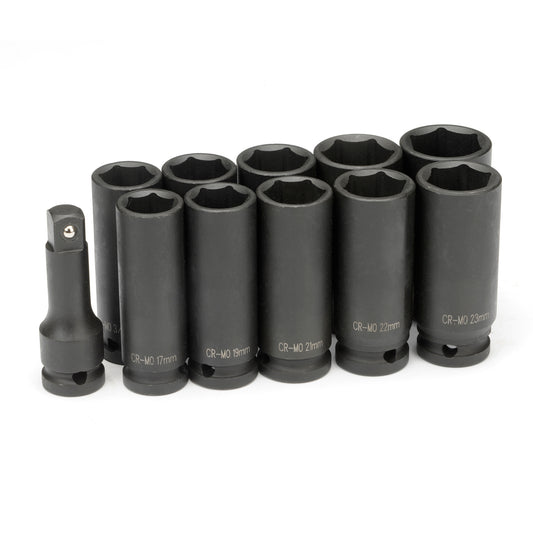 11pc SAE & Metric Deep Impact Socket Set - 1/2" Drive