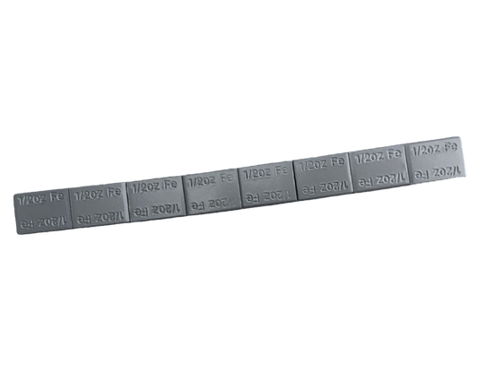 Adhesive 1/2 oz x 8 Steel Coated Silver, 28 4 oz Strips, Standard Tape